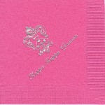 Kappa Kappa Gamma Napkin, Hot Pink, Silver Foil Crest, Font PA