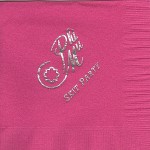 Napkin, Hot Pink, Silver Foil Nat'l Office Logowith Skit Party, Phi Mu