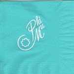 Napkin, Aqua, White Foil Nat'l Office Logo, Phi Mu