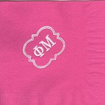 Napkin, Hot Pink, White Foil, Special Greek Letters, Phi Mu