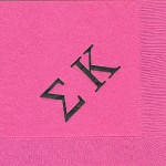 Napkin, Hot Pink, Black Foil, Extra Large Greek Letters, Sigma Kappa