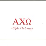 Raised Ink Fold-over Card, Red Ink Greek Letters, Font #2, Alpha Chi Omega