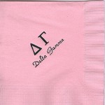 Napkin, Pink, black foil Greek Letters, Font PA, Delta Gamma