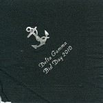 Napkin, Black, Silver Foil Anchor (pin) Bid Cay, Font PA, Delta Gamma