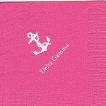 Napkin, Hot Pink, White Foil Anchor (Nat), Font PA, Delta Gamma