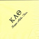 Napkin, Yellow, Black Foil Greek Letters, Font Park Ave, Kappa Alpha Theta