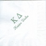 Napkin, White, Sage Green Ink Greek Letters, Font PA, Kappa Delta