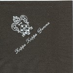 Napkin, Brown, White Foil Crest, Font PA, Kappa Kappa Gamma