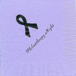 Lavender Napkin, Purple Foil Breast Cancer Ribbon, Font PA