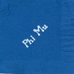 Napkin, color discontinued, White Foil Phi Mu, Font: Bubble Lettering, Phi Mu