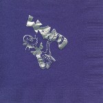 Napkin, Purple, Silver Foil Cat in Hat, Sigma Delta Tau