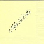 Napkin, Yellow, Dark Blue Ink, Font Large N.O. Alpha Xi Delta