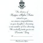 Parent's card and Parent's Day Invitation Kappa Alpha Theta
