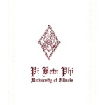 Pi Beta Phi note card, Vertical side opening, wine thermography (raised print) Font #10
