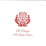 Chi Omega Note Card, Red Thermography (raised print) Font #2