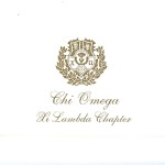 Chi Omega Note Card, Gold Thermography (raised print) Font #8