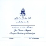1-color ink flat card, Font #5, R.Blue Thermography, Alpha Delta Pi bid card