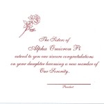 Alpha Omicron Pi Parents Card, Red Thermography, Font #5