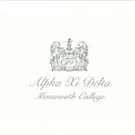One-color Raised Print Fold-over Card, Silver Thermography, Font #8, Alpha Xi Delta