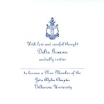 One-color Thermography (raised ink) flat card, R.Blue Ink, Font #11, Delta Gamma Bid Card