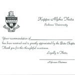 Thermography Flat Card, Font #2, Recommendation Thank You, Kappa Alpha Theta