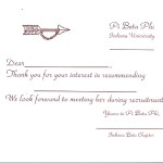 1-color raised print flat card, font #2, wine thermography, Pi Beta Phi Recommendation thank you