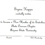 Sigma Kappa bid card, inside message, font #11