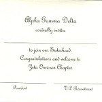 1-color Thermography fold-over card, gold ink, font #11, Alpha Gamma Delta