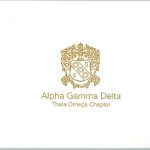 1-color Thermography fold-over card, gold ink, font #40, Alpha Gamma Delta