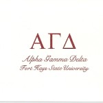 1-color Thermography fold-over card, red ink, font #9, Alpha Gamma Delta