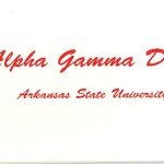 1-color Thermography fold-over card, no panel card, red ink, font #18, Alpha Gamma Delta