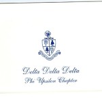 1-color thermography fold-over card, R.Blue Ink, Font #8, Delta Delta Delta